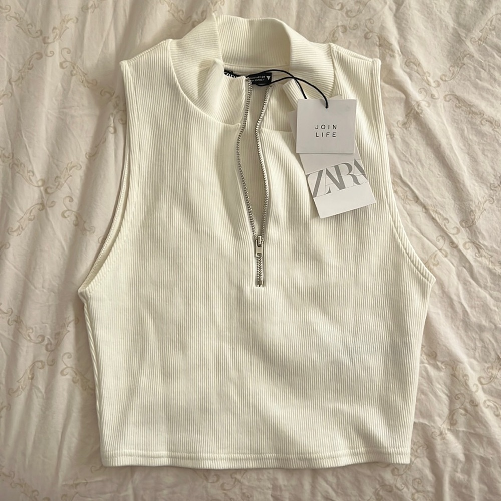 white half zip tank